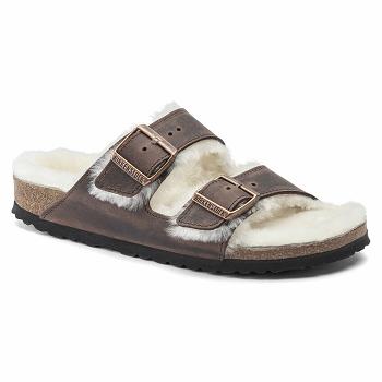 Birkenstock Shearling Oiled Læder Arizona Herre Kaffe | DK 247MQZ